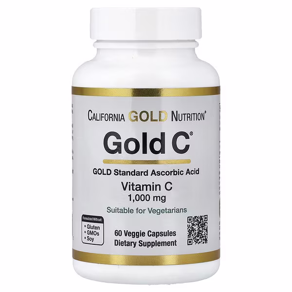 Image 83: California Gold Nutrition, Gold C®, USP Grade Vitamin C, 1,000 mg, 60 Veggie Capsules