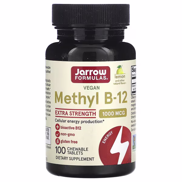 Image 89: Jarrow Formulas, Methyl B-12, Lemon, 1,000 mcg, 100 Chewable Tablets