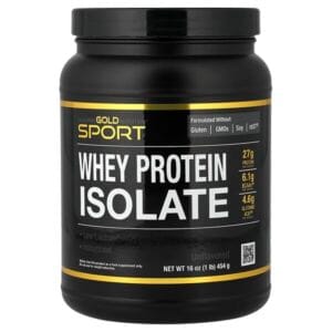 عبوة California Gold Nutrition SPORT Whey Protein Isolate — غير منكّه، 454 غ