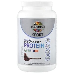 عبوة Garden of Life Sport Organic Plant-Based Protein — شوكولاتة، 912 غ