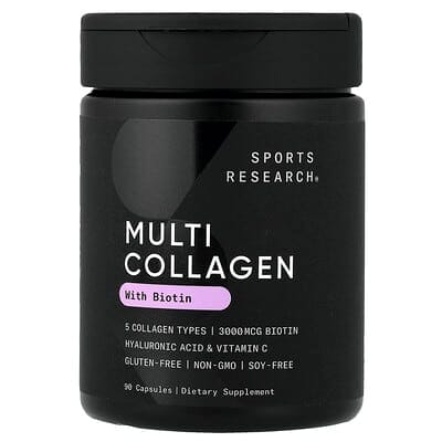 عبوة Sports Research Multi Collagen with Biotin بسعة 90 كبسولة