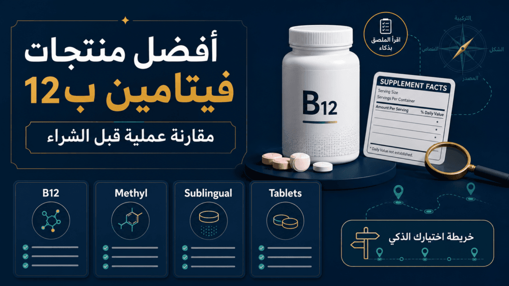 جدول لمقارنة أربعة مكملات فيتامين ب12