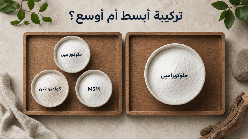 صينيتان متساويتان تعرضان الجلوكوزامين وحده مقابل جلوكوزامين وكوندرويتين وMSM