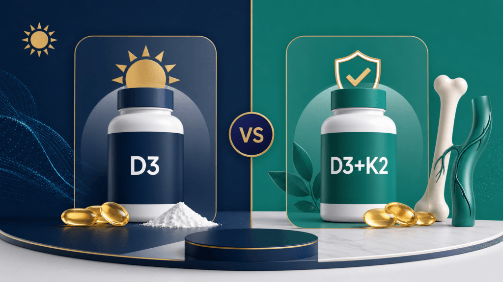 مقارنة متوازنة بين فيتامين D3 وصيغة D3 مع K2