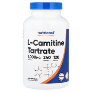عبوة Nutricost L-Carnitine Tartrate — 240 كبسولة، 500 ملجم لكل كبسولة