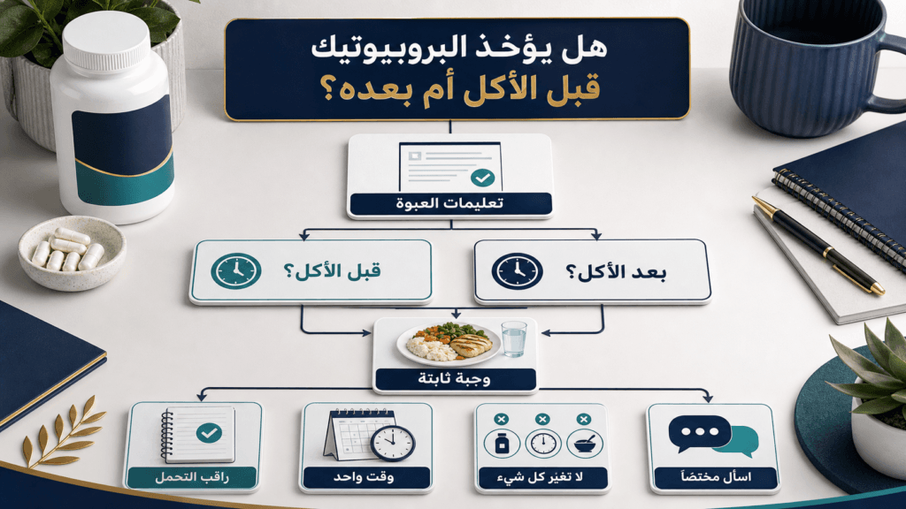 مخطط البروبيوتيك قبل الطعام أو بعده