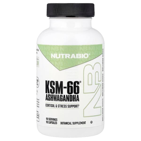 عبوة NutraBio KSM-66 ضمن مقارنة منتجات الأشواغاندا على iHerb