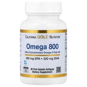 عبوة California Gold Nutrition Omega 800 — 30 كبسولة هلامية