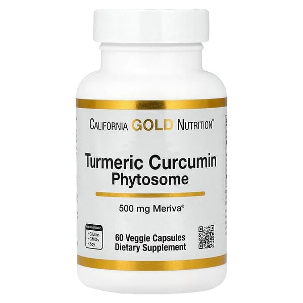 عبوة California Gold Nutrition Turmeric Curcumin Phytosome Meriva بتركيز 500 ملغ، 60 كبسولة نباتية