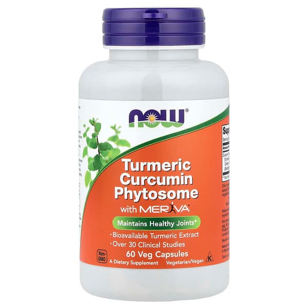 عبوة NOW Foods Turmeric Curcumin Phytosome مع Meriva، 60 كبسولة نباتية