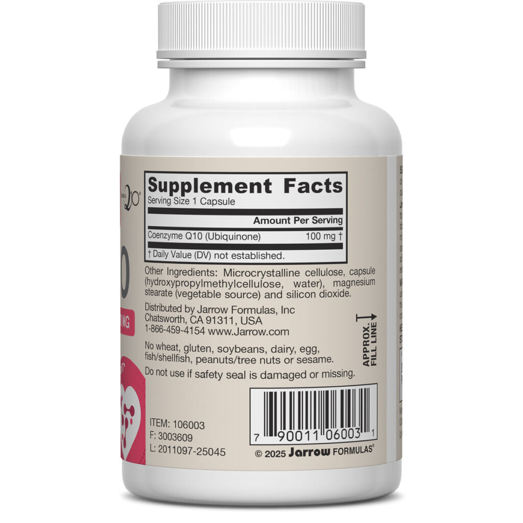 صورة ملصق المكونات والكميات لمنتج Jarrow Ubiquinone 100 mg