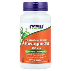 عبوة NOW Foods أشواغاندا مستخلص قياسي 450 ملغ