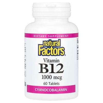عبوة Natural Factors Vitamin B12 1,000 mcg — 60 قرصًا