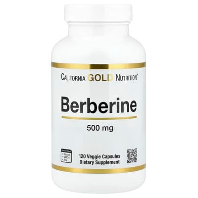عبوة California Gold Nutrition Berberine HCl — 500 ملجم، 120 كبسولة نباتية