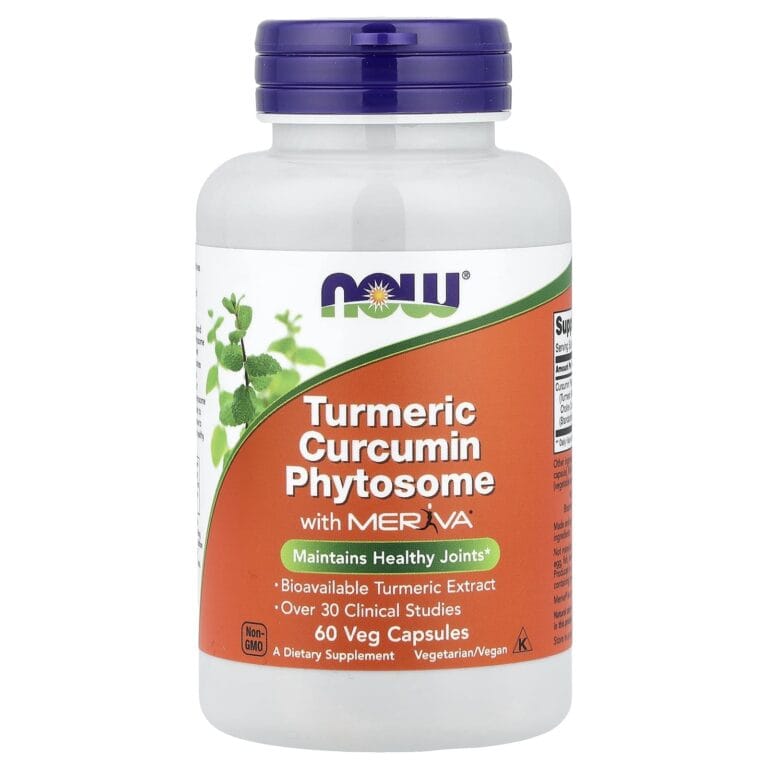 عبوة NOW Foods Turmeric Curcumin Phytosome with Meriva 500 ملجم، 60 كبسولة نباتية