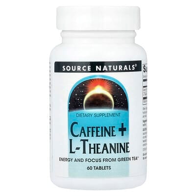 عبوة Source Naturals Caffeine + L-Theanine — 60 قرصًا