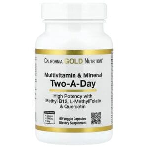 عبوة California Gold Nutrition Two-A-Day Multivitamin — 60 كبسولة نباتية