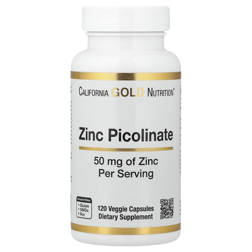 صورة عبوة California Gold Nutrition Zinc Picolinate 50 mg — 120 كبسولة نباتية