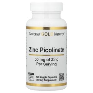 عبوة California Gold Nutrition Zinc Picolinate 50 mg — 120 كبسولة نباتية