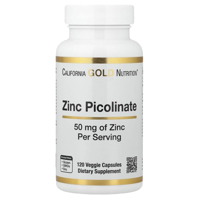 عبوة California Gold Nutrition Zinc Picolinate بتركيز 50 ملجم، 120 كبسولة نباتية